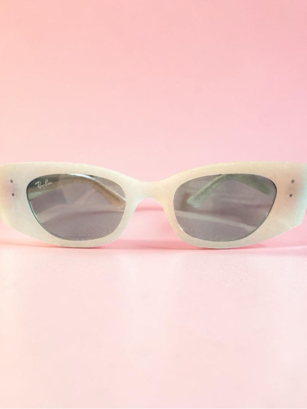 Ray-Ban White Frame Black Lens Cat Eye Sunglasses - Picture 6 of 6